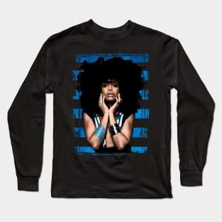 Erykah Badu-Vintage Style-Blue Stripes Long Sleeve T-Shirt